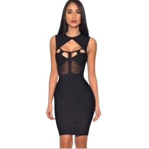 MISS CIRCLE Bodycon Bandage Black Dress Domina Dominatrix Party Evening XS/S